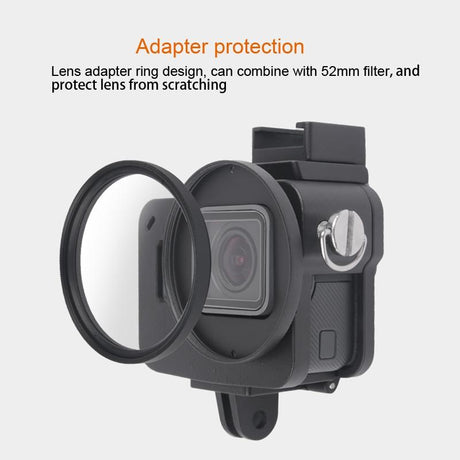 Aluminum Protective Cage With Insurance Frame And 52Mm Uv Lens For Gopro Hero7 / 6 / 5
