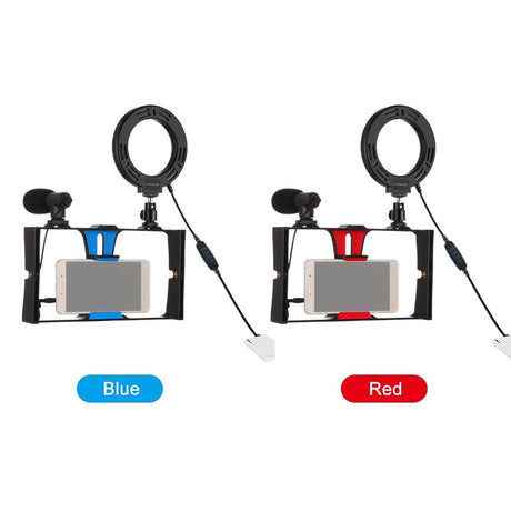3-In-1 Vlogging Kit With Smartphone Rig Microphone And Led Ring Light