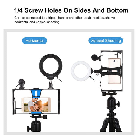 3-In-1 Vlogging Kit With Smartphone Rig Microphone And Led Ring Light