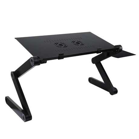 Adjustable Foldable Laptop Stand with Fans & Mouse Pad - Portable Aluminum - Red