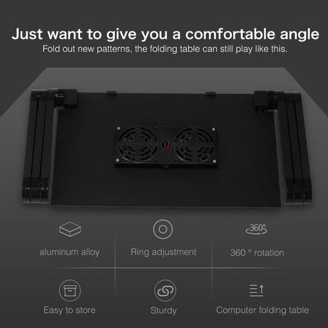 Adjustable Foldable Laptop Stand with Fans & Mouse Pad - Portable Aluminum - Red
