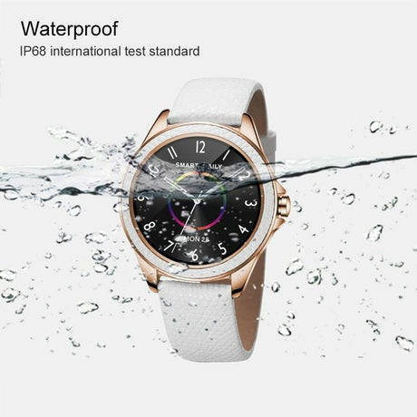 Glitter Leather Strap Fashion Smart Watch For Women Support Heart Rate Monitoring & Pedometer & Sleep Monitoring & Calories Silver