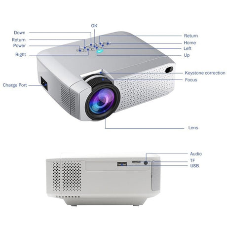 Portable Home Theater Projector - 1600 Lumens Hd Silver