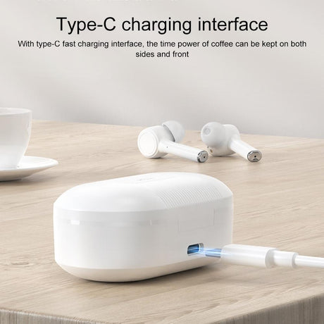 Wireless Bluetooth 5.0 Earphone with Digital Display and Noise Reduction - White