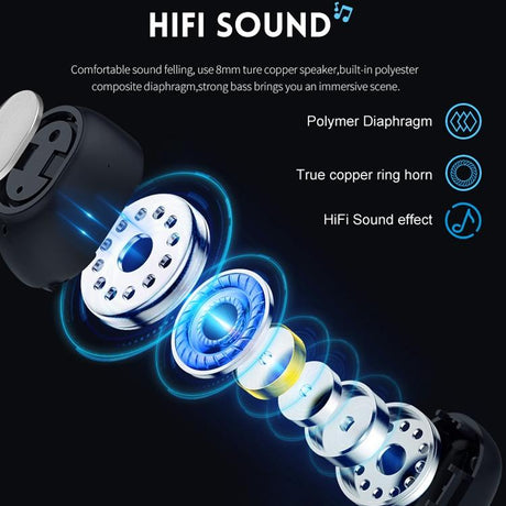 Wireless Sports Bluetooth Earphones - Binaural Stereo 5.0 - White