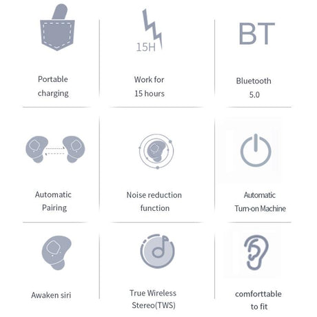 Wireless Sports Bluetooth Earphones - Binaural Stereo 5.0 - White