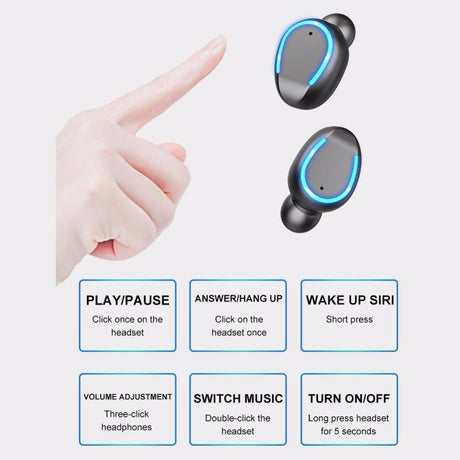 Intelligent Noise Cancelling Bluetooth Earphones with Touch Control and Charging Box - White
