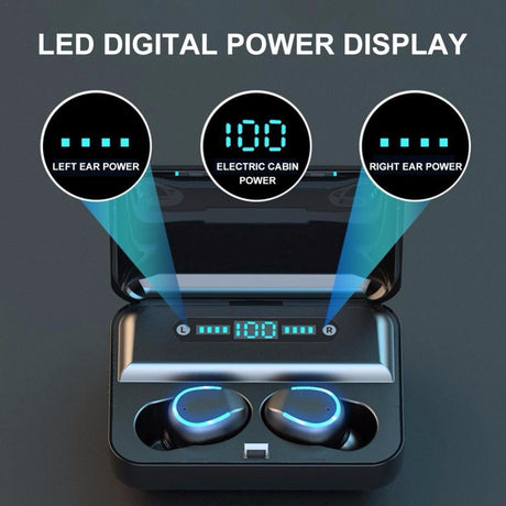 Intelligent Noise Cancelling Bluetooth Earphones with Touch Control and Charging Box - White