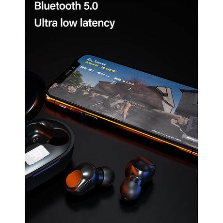 Wireless Bluetooth Earphone with Noise Reduction & Charging Box - Led Display