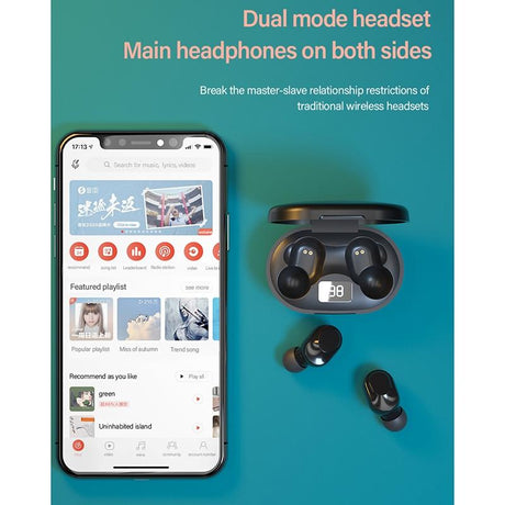 Wireless Bluetooth Earphone with Noise Reduction & Charging Box - Led Display