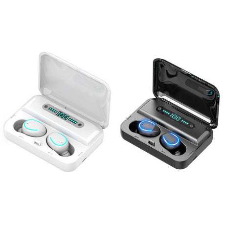 Touch Bluetooth Earphones with Noise Reduction & Breathing Light Digital Display and Charging Box - White