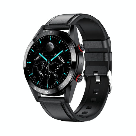 Leather Strap Amoled Smart Watch With Heart Rate And Blood Pressure Monitoring - Brown