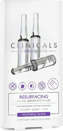 Spascriptions Clinicals Resurfacing Serum Ampoules 7-Pack 2.8ml Each Niacinamide Glycolic Acid PHAs Youthful Glow