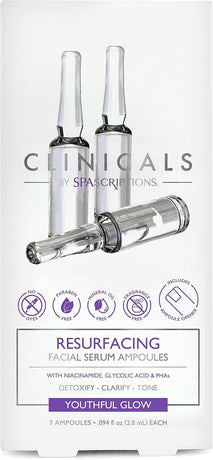 Spascriptions Clinicals Resurfacing Serum Ampoules 7-Pack 2.8ml Each Niacinamide Glycolic Acid PHAs Youthful Glow