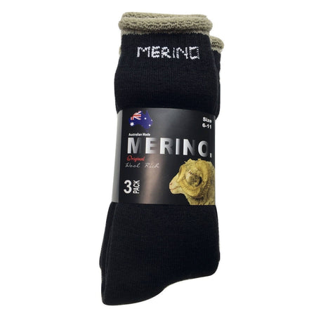 9 Pairs MERINO WOOL SOCKS Mens Heavy Duty Premium Thick Work Socks Cushion BULK - Black - 11-14
