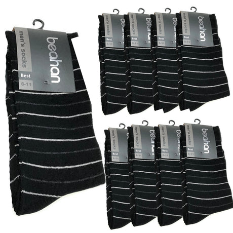 9 Pairs COTTON BUSINESS SOCKS Mens Dress Crew Plain Work Casual BULK - Black - 6-11