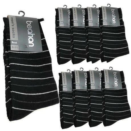9 Pairs COTTON BUSINESS SOCKS Mens Dress Crew Plain Work Casual BULK - Black - 6-11