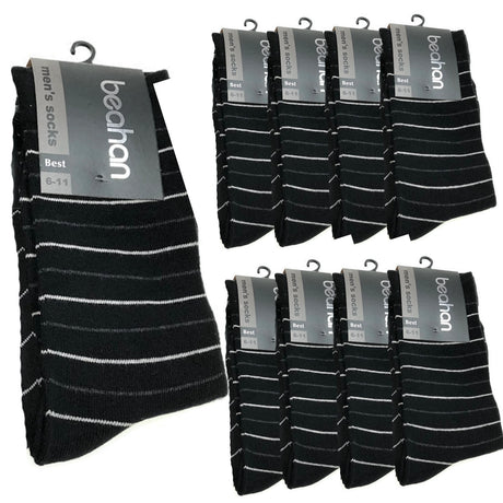 9 Pairs COTTON BUSINESS SOCKS Mens Dress Crew Plain Work Casual BULK - Black - 6-11