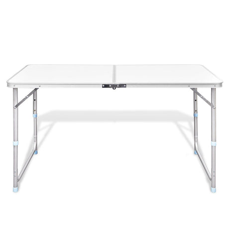 Aluminium Folding Portable Garden Camping Picnic BBQ Table Height Adjustable 120 x 60 cm - white