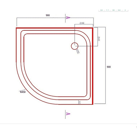 90x90cm Rounded Curved Shower Base in White