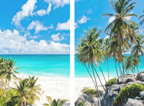 Sea View 3D Printing Blockout Curtains 2x128x160cm PINCH PLEAT Fabric Seascape