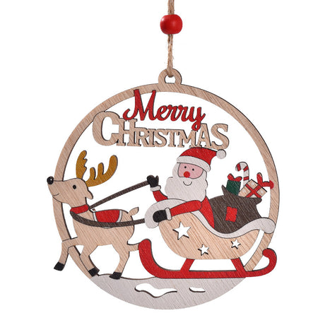 Set of 4 Wooden Christmas Hanging Ornaments – Santa, Snowman, and Reindeer Decorations (2 set, 8 pieces in total))