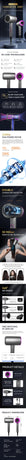 Grey Negative Ion Hair Dryer - Professional Ionic Blow Dryer for Fast Drying and Frizz Control