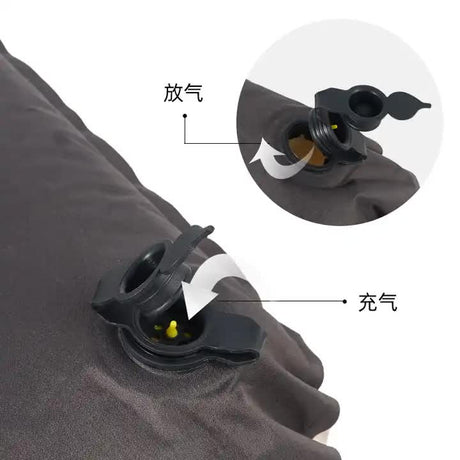 Black Automatic Inflatable 3D Outdoor Sponge Pillow - Portable Camping Travel Neck Cushion, Comfortable Air Mattress for Tent, Versatile Nap Pillow