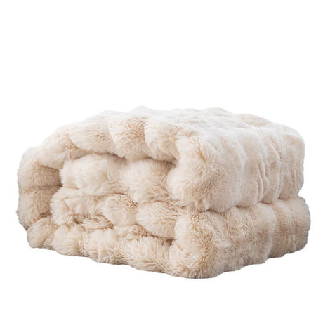 Apricot 100*160cm Plush Toscana Rabbit Hair Throw Blanket - Soft Flannel Fleece for All Seasons, Perfect for Couch & Bed