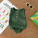 90cm Green Sleeveless Bubble Cotton Baby Romper - Soft Newborn Onesie for Boys and Girls, 0-2 Years