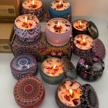 Small Scented Candle Set - 4 Soy Wax Candles, Travel Candle Set (Lime citrus)