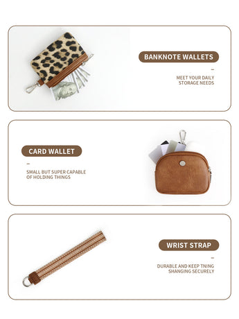 Leopard Black Stylish Mini Wristlet Wallet - Nylon, Multi-Compartment Design