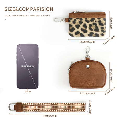 Leopard Black Stylish Mini Wristlet Wallet - Nylon, Multi-Compartment Design