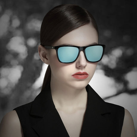 Black Frame + Black Temples + Gray Lenses Unisex Aluminum-Magnesium Square Polarized Sunglasses - Stylish UV-Protective Driving Glasses with Case
