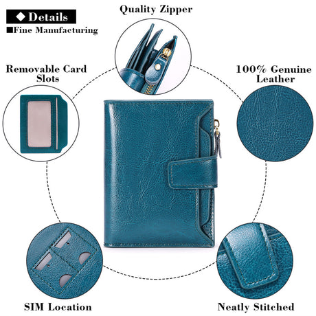 Beige Premium Genuine Leather RFID Blocking Women's Wallet - Lightweight, Multi-Functional, and Stylish