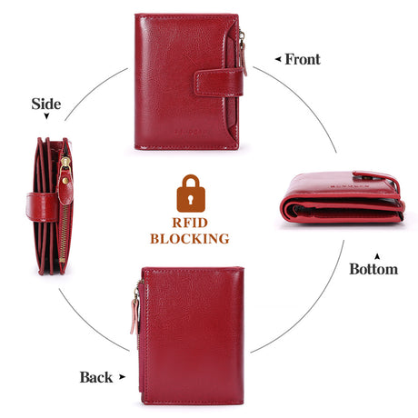 Purple Premium Genuine Leather RFID Blocking Women's Wallet - Lightweight, Multi-Functional, and Stylish