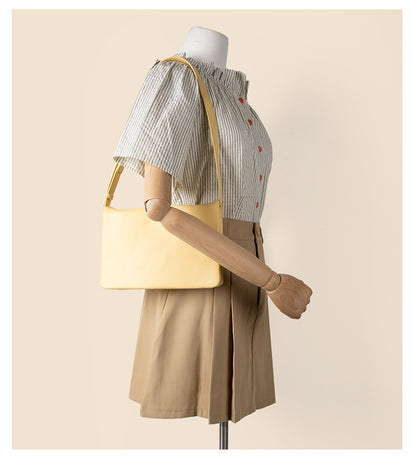 Yellow Minimalist Flap Shoulder Bag-Elegant Women's Double-Layer Crossbody