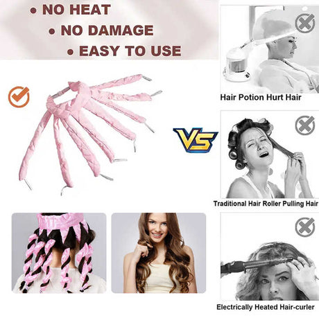 Black Heatless Octopus Hair Curlers 2-Pack - 50cm Soft Fabric Curling Rods for Effortless, Damage-Free Curls