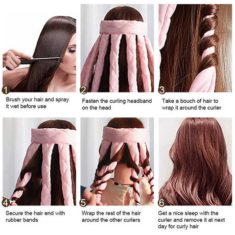 Black Heatless Octopus Hair Curlers 2-Pack - 50cm Soft Fabric Curling Rods for Effortless, Damage-Free Curls