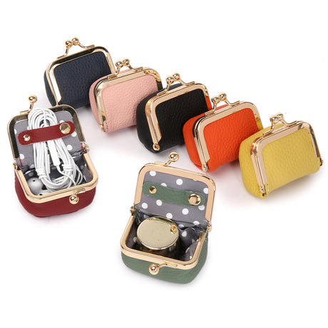 Red Mini Jewelry Pouch - Compact PU Leather Coin Purse for Earrings, Rings, and Necklaces, 6.5x5x3.5cm