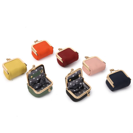 Red Mini Jewelry Pouch - Compact PU Leather Coin Purse for Earrings, Rings, and Necklaces, 6.5x5x3.5cm