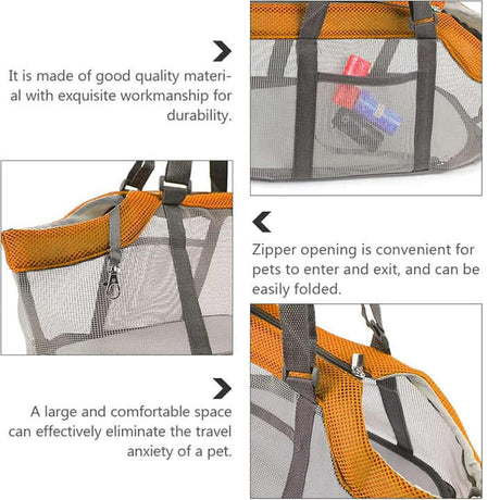 Red And Grey Lightweight Breathable Mesh Pet Carrier Handbag - Portable Travel Tote for Small Dogs & Cats up to 8kg