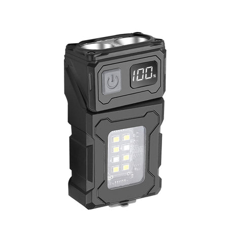 COB+LED Work Light with Digital Display - 180 Degree Rotatable Magnetic Emergency Flashlight with Warning Modes