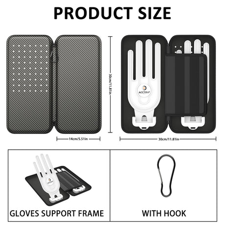 Grey Golf Glove Bag with Dual Glove Support Frame & Hook - Convenient Storage for Tees, Ball Markers and Golf Accessories