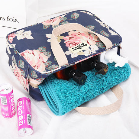 Versatile Portable Handled Bag - Durable Waterproof Fabric, Ideal for Toiletries, Lunch & Travel(Leaves)