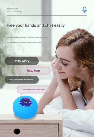 IPX4 Waterproof Bluetooth Shower Speaker with Suction Cup & LED Lights - Hands-Free Calling(white)
