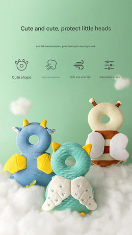 Adorable Baby Head Protector Backpack Cushion - Anti-Fall Toddler Safety Pad with Adjustable Straps(Purple Dragon)