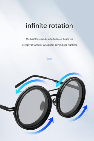 Adjustable ND9 Filter Sunglasses,Steampunk Retro Design with Polarized HD Anti-Glare Lenses(silver)