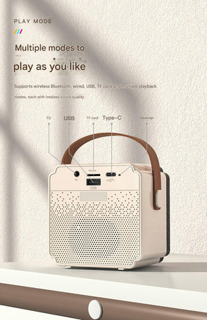 Beige Fun Portable Party Speaker - Karaoke Machine with Two Wireless Microphones and Voice Effects