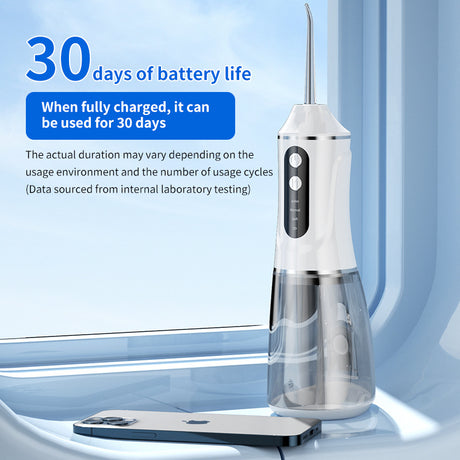 Portable Electric Oral Irrigator with 4 Nozzles 3 Pressure Modes - Black